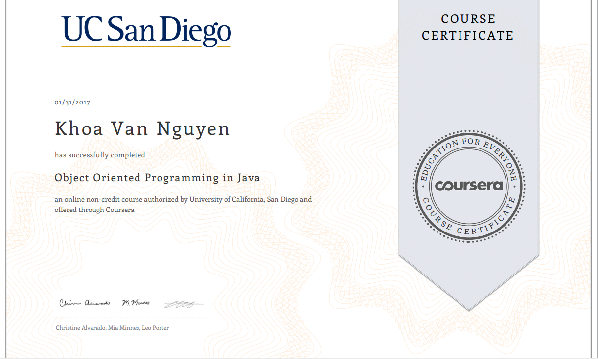 Review học Java trên Coursera